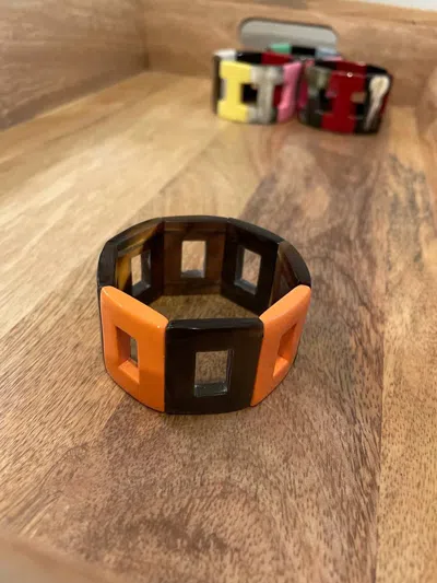 Oriental Arts Co. Women's Buffalo Horn Bracelets In Orange & Natural In Multi