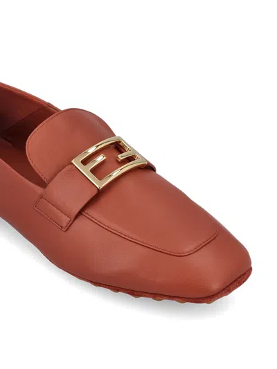 Fendi Baguette Driving Shoes In Brown