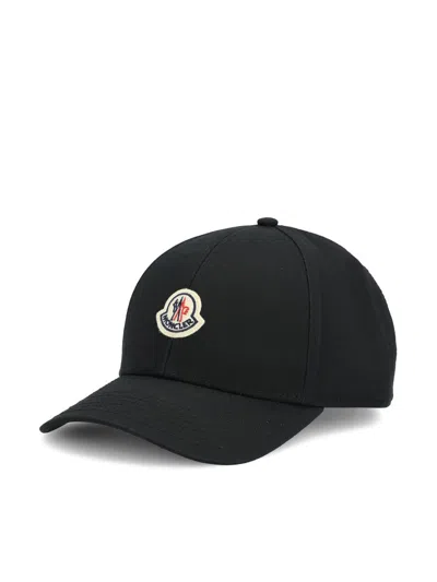 Moncler Logo Baseball Cap In Black