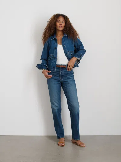Alex Mill Cropped Jacket In Crosshatch Denim Sapporo Wash In Sapporo Wash