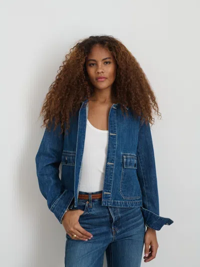 Alex Mill Cropped Jacket In Crosshatch Denim Sapporo Wash In Sapporo Wash