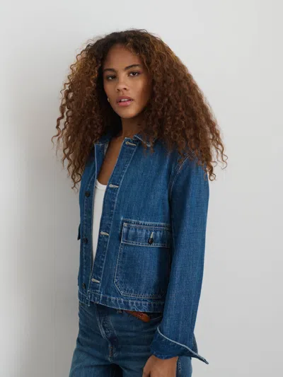 Alex Mill Cropped Jacket In Crosshatch Denim Sapporo Wash In Sapporo Wash