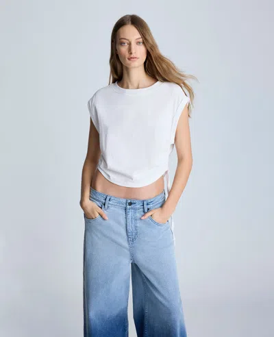 Kenneth Cole Crop Tank With Side Ruching In White