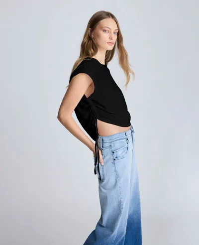Kenneth Cole Crop Tank With Side Ruching In Black