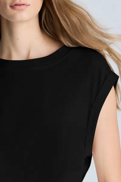 Kenneth Cole Crop Tank With Side Ruching In Black