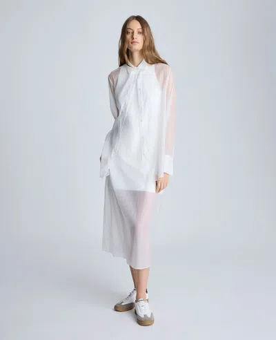 Kenneth Cole Oversized Button Front Long Sleeve Tunic In Pure White