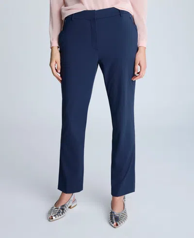 Kenneth Cole Fly Front Invisible Zip Slim Ankle Pants Pant In Dark Navy