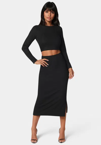 Bebe Two Piece Rib Sweater Set In Black