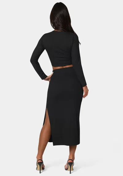 Bebe Two Piece Rib Sweater Set In Black