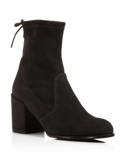 Shop Stuart Weitzman Short Suede Block Heel Booties In Anthracite