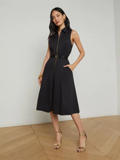 L'agence Kylo Poplin Shirt Dress In Black