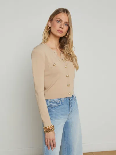 L Agence Toulouse Cardigan In Almond