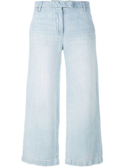 Shop Current Elliott Cropped Wide Leg Jeans In Blue