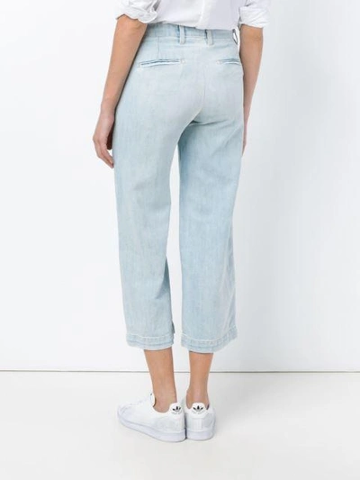 Shop Current Elliott Cropped Wide Leg Jeans In Blue