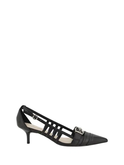 Pinko Black Mid-heel Pumps With Stylish Cutouts And Buckle Detail In Black