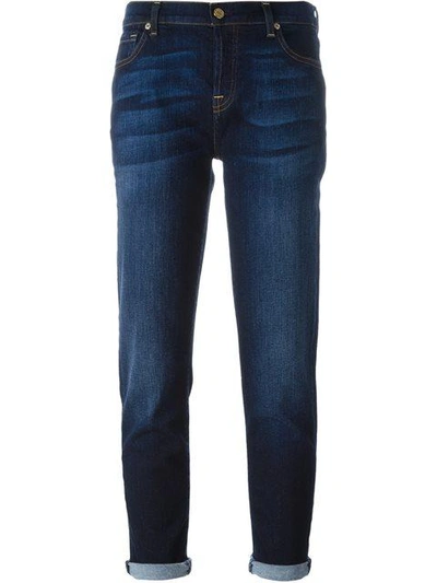 7 For All Mankind Jeans - Josefina Boyfriend In Bordeaux Broken Twill