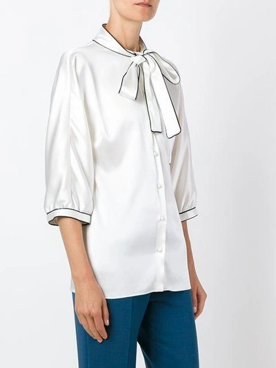 Shop Dolce & Gabbana Pussy Bow Blouse In White