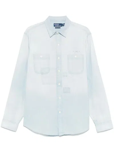 Polo Ralph Lauren Long Sleeve-sport Shirt Clothing In 6099 Indigo Mending