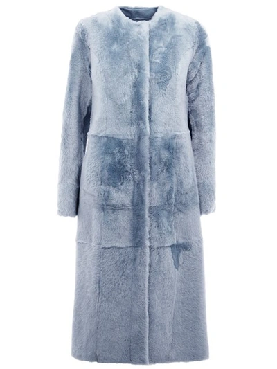 Drome Straight Zipped Coat In Blue