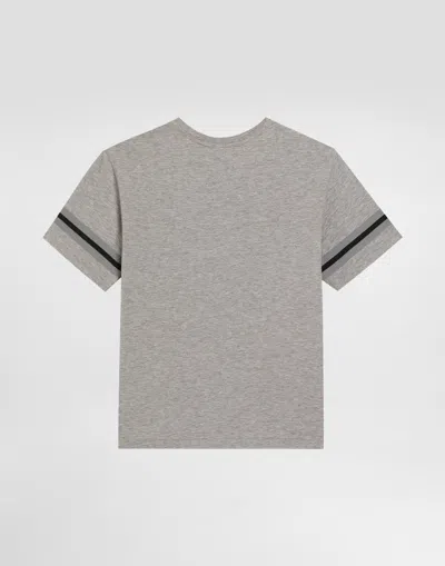 Dolce & Gabbana Jersey T-shirt With Dolce&gabbana Logo In Melange Grigi