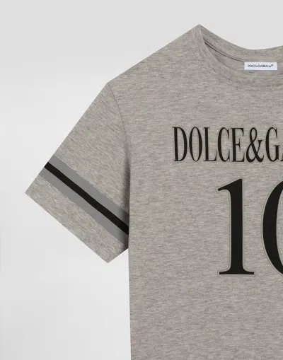 Dolce & Gabbana Jersey T-shirt With Dolce&gabbana Logo In Melange Grigi