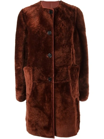 Marni Reversible Fur Coat In Red