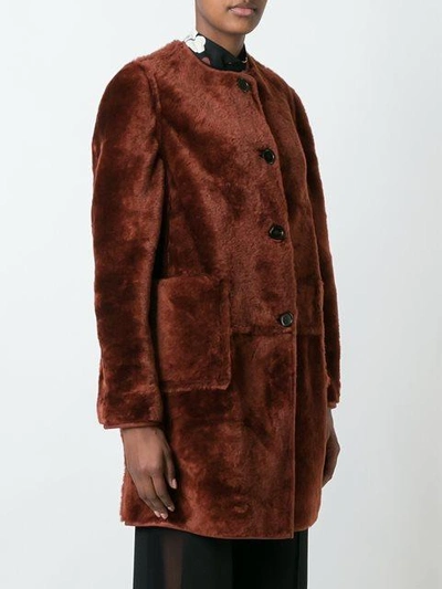 Shop Marni Reversible Shearling Coat - Red