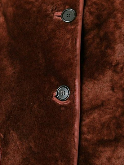 Shop Marni Reversible Shearling Coat - Red