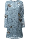 VALENTINO VALENTINO 'JAPANESE BUTTERFLY' EMBROIDERED HEAVY LACE DRESS - BLUE,LB3VA8L21EC11571688