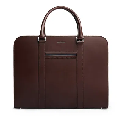 Carl Friedrik Palissy Leather Briefcase In Chocolate