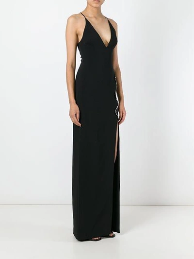 Shop David Koma Metallic Detail Long Gown In Black