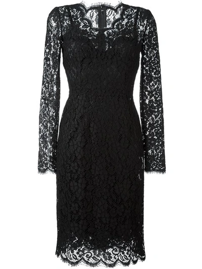 Dolce & Gabbana Cordonetto Lace Dress, Black In Black