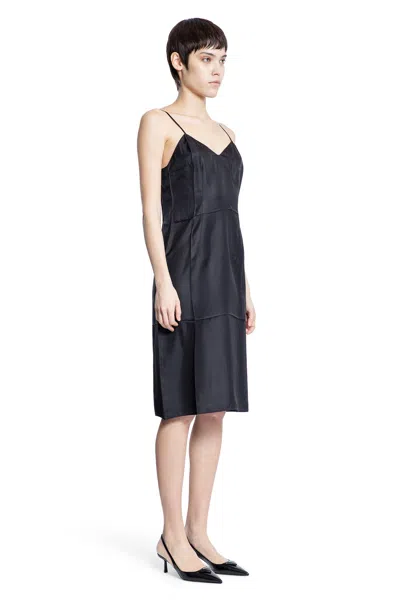 Prada Twill Dress With V-neckline And Backless Design In Black
