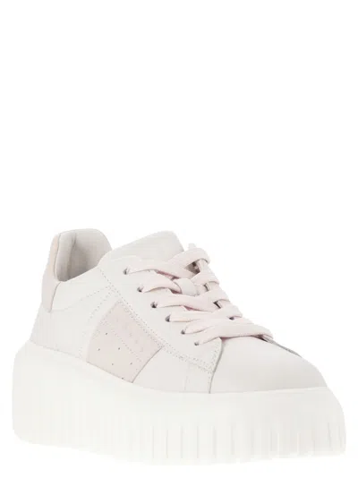 Hogan H-stripes Allac.fascia Logo Sneakers In White/pink