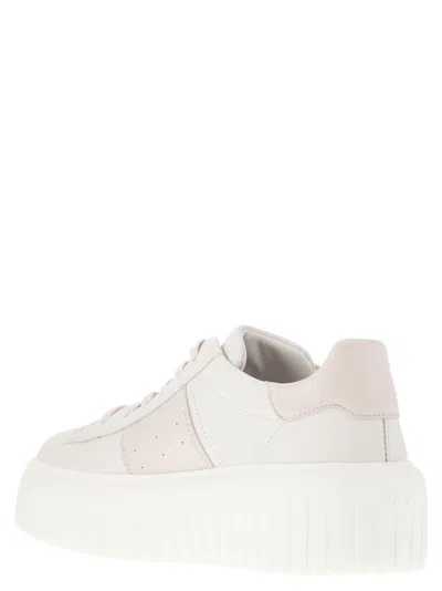 Hogan H-stripes Allac.fascia Logo Sneakers In White/pink