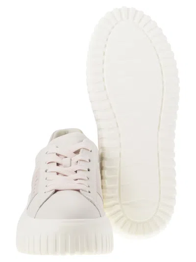 Hogan H-stripes Allac.fascia Logo Sneakers In White/pink