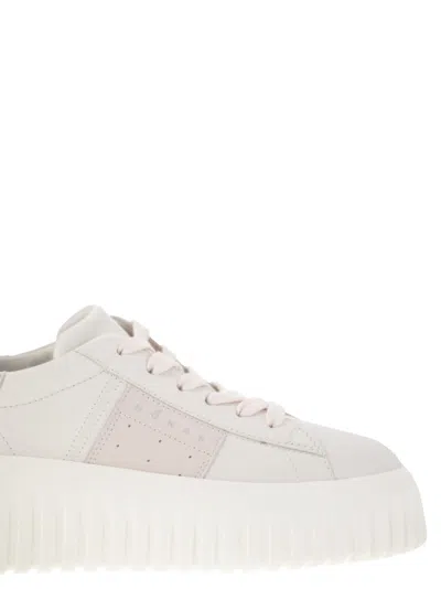 Hogan H-stripes Allac.fascia Logo Sneakers In White/pink