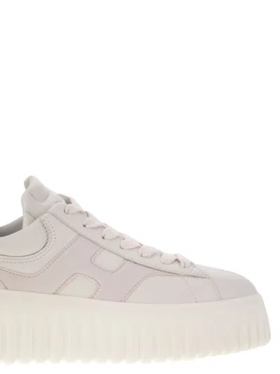 Hogan Two-tone Nappa Leather H-stripes Sneakers In Ivory/pink