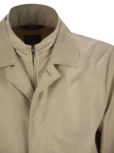 Fay Men Morning Coat In Technical Poplin In Sand
