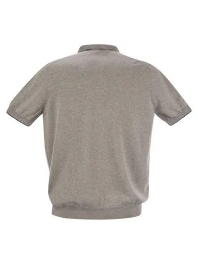 Fay Cotton Buttonless Polo Shirt In Grey