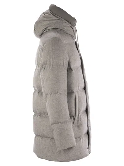 Herno Bomber Jacket In Cashmere, Silk And Ecoage In Grey