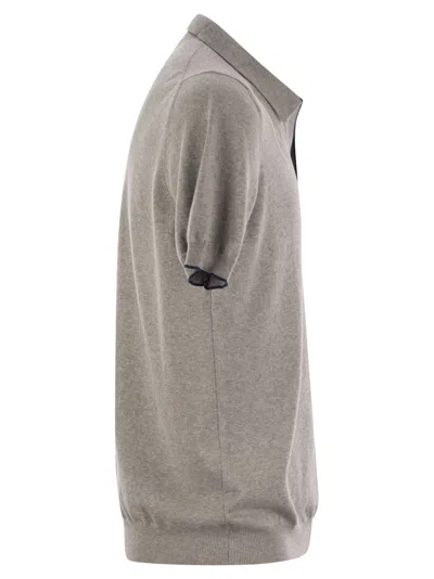 Fay Cotton Buttonless Polo Shirt In Grey