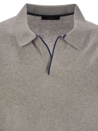 Fay Cotton Buttonless Polo Shirt In Grey