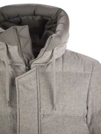 Herno Bomber Jacket In Cashmere, Silk And Ecoage In Grey