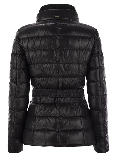 Herno Women Ultralight Nylon Down Jacket With Belt In Black