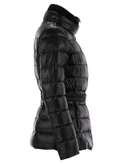 Herno Women Ultralight Nylon Down Jacket With Belt In Black