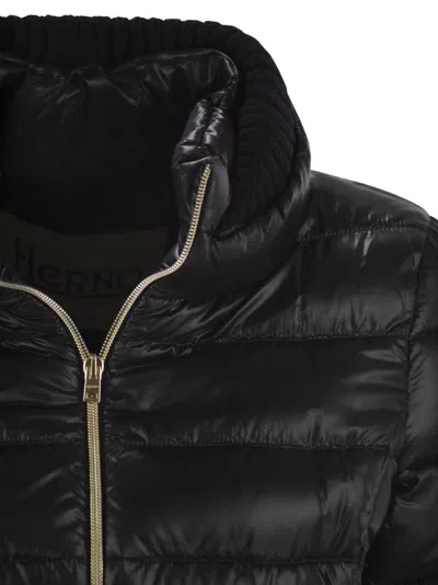 Herno Women Ultralight Nylon Down Jacket With Belt In Black