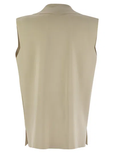 Fay Viscose Knit Vest With Hook In Cream