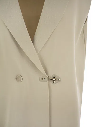 Fay Viscose Knit Vest With Hook In Cream