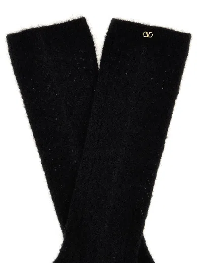 Valentino Stretch Mohair Blend Knee-high Socks In Black